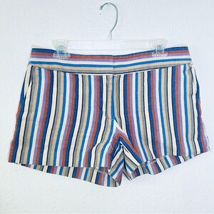 🍓 LOFT The Riviera Short Rainbow Striped Linen Blend Boho Shorts Size 6